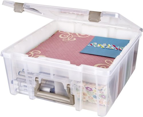 ArtBin Super Satchel Double Deep - Portable Arts & Crafts Storage Container with Lift-Out Tray, Clear