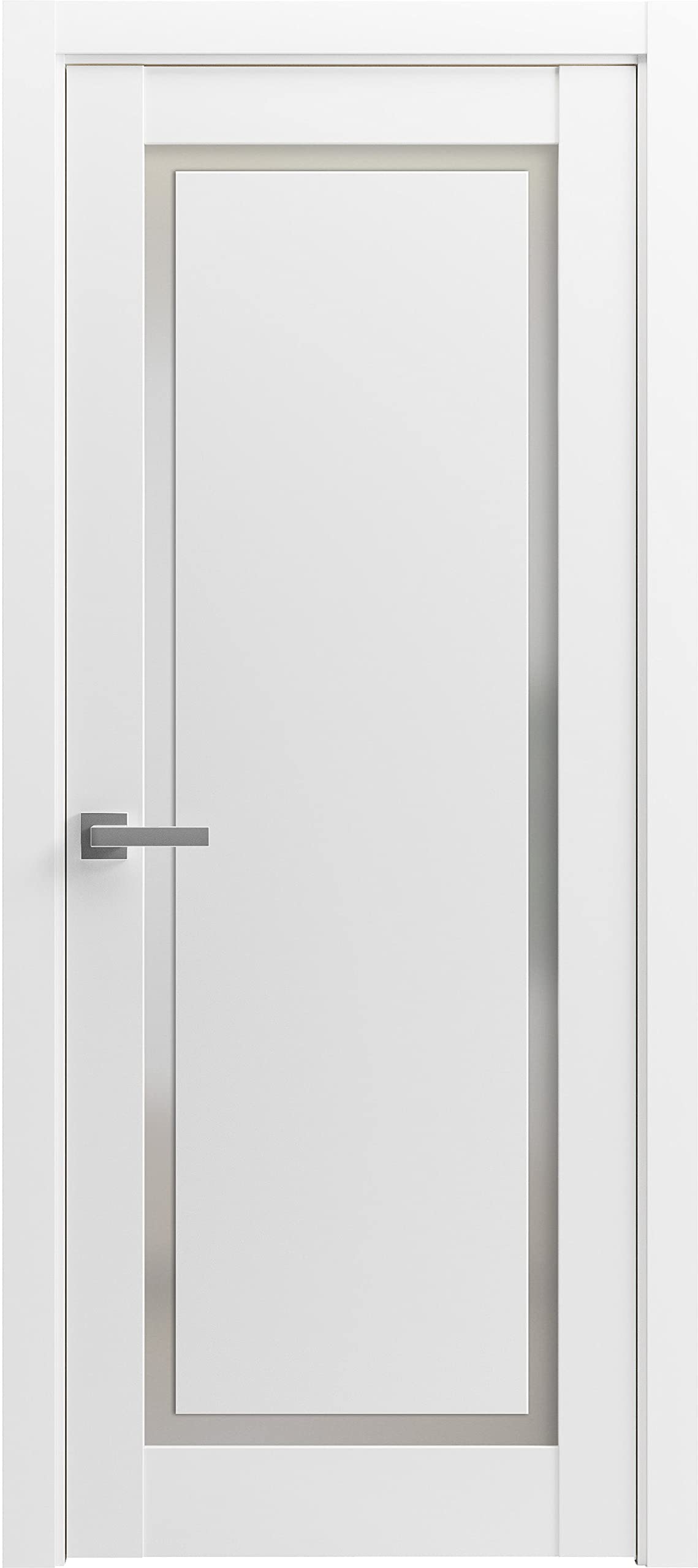 Sartodoors PLANUM 0888 | 32 x 96 | Painted White Interior Single Swing Door with Frosted Glass | Solid Wood Door in Modern French Style | Hardware Included
