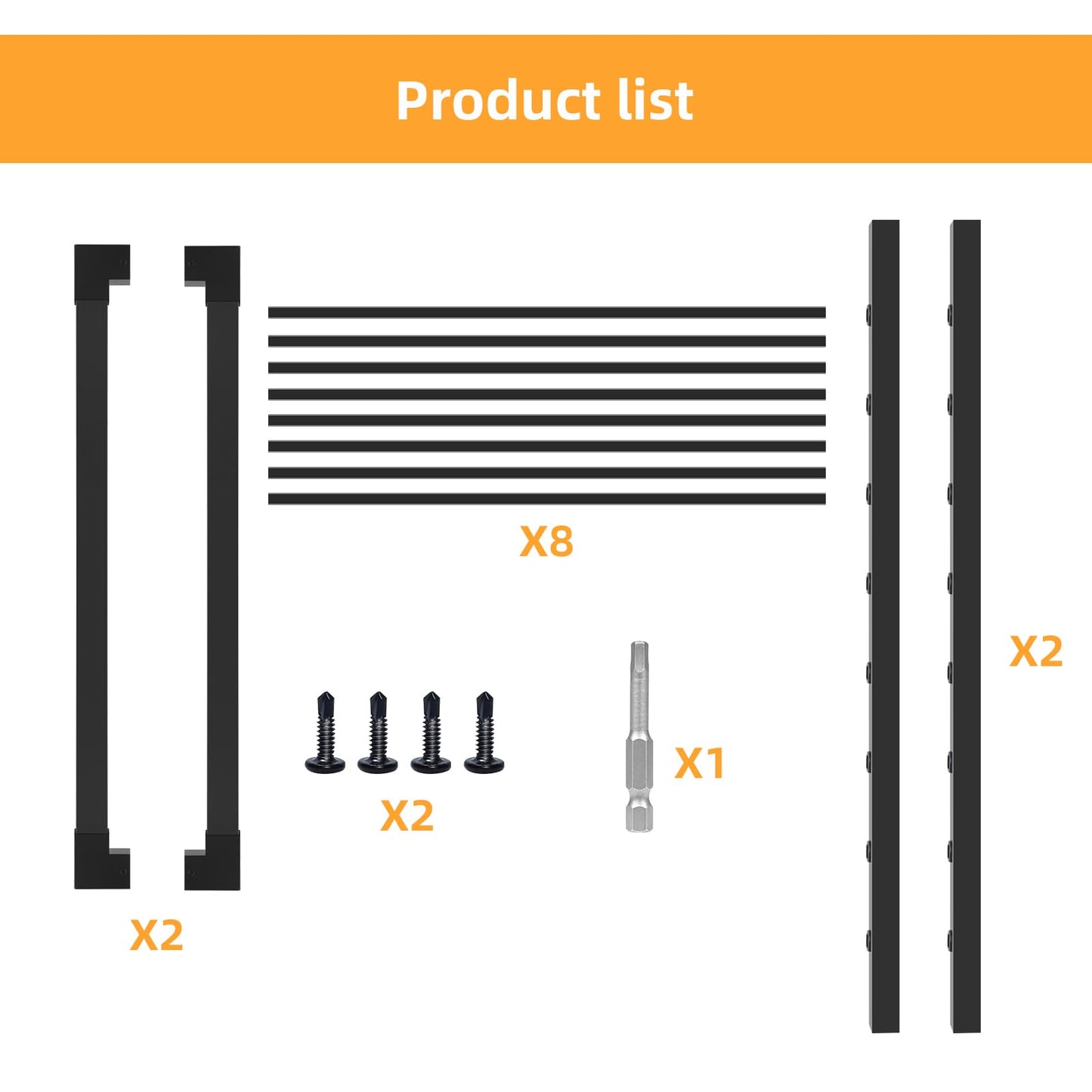 Deck Fence Gate Outdoor, 42‘'Hx48‘'W Deck Gate, Black Heavy Duty Steel Anti-Rust Door with Customizable Width, Metal Gate for Residential, Yard, Patio(No Hinge)