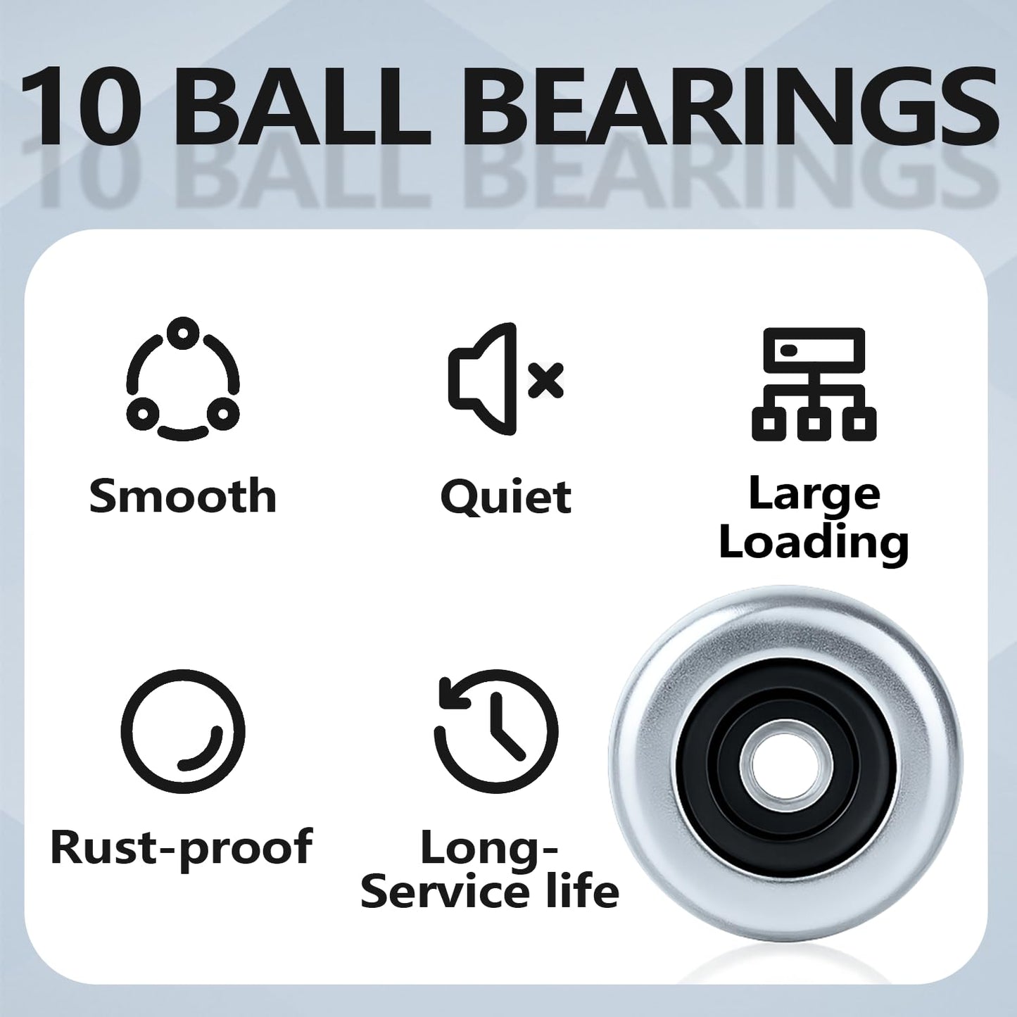 Mindoub 20-Pack 9" Long Stem Steel Garage Door Rollers Bulk - Commercial Grade Heavy Duty Replacement for 2" Track - Quiet 10-Ball Precision Bearings, Anti-Shake & High Load Capacity