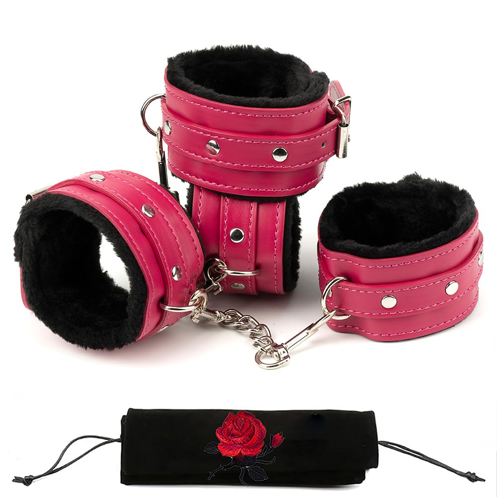 PUQQI Ankle Straps Wrist Cuffs Leather Padded Fitness Sports Training and Home Gym Workouts - Adjustable Straps for Comfortable Fit and Support
