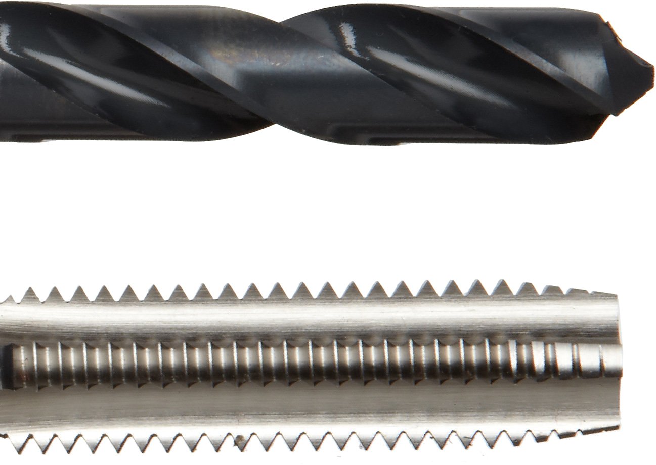 Chicago Latrobe 52541 HM18 High-Speed Steel Jobber Length Drill Bit and Tap Set with Metal Case, Black Oxide Drill Bits/Uncoated Taps, Metric, 18-piece, Metric Drill Bit Sizes, M2.5 to M12 Tap Sizes
