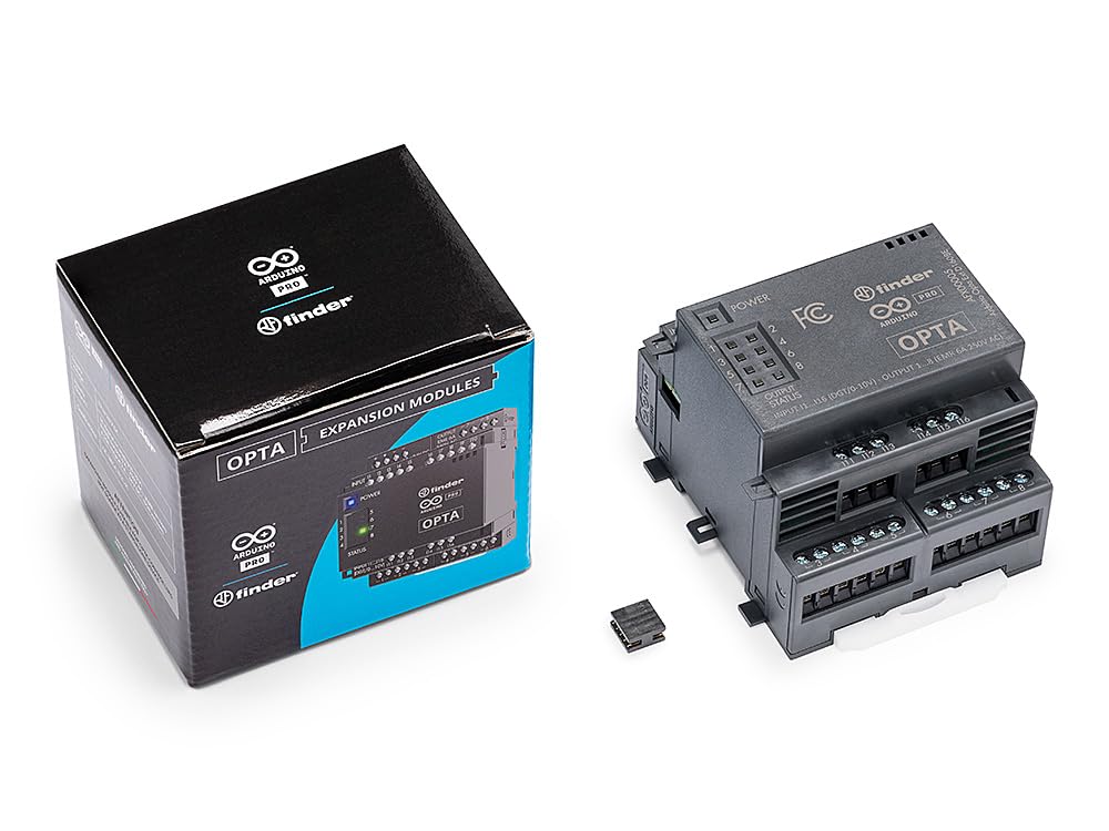 Arduino Pro Opta Ext D1608E [AFX00005] – Expansion Module with 16 Voltage Inputs & 8 Relays (250VAC 6A) for Real-Time Control, Monitoring & Predictive Maintenance