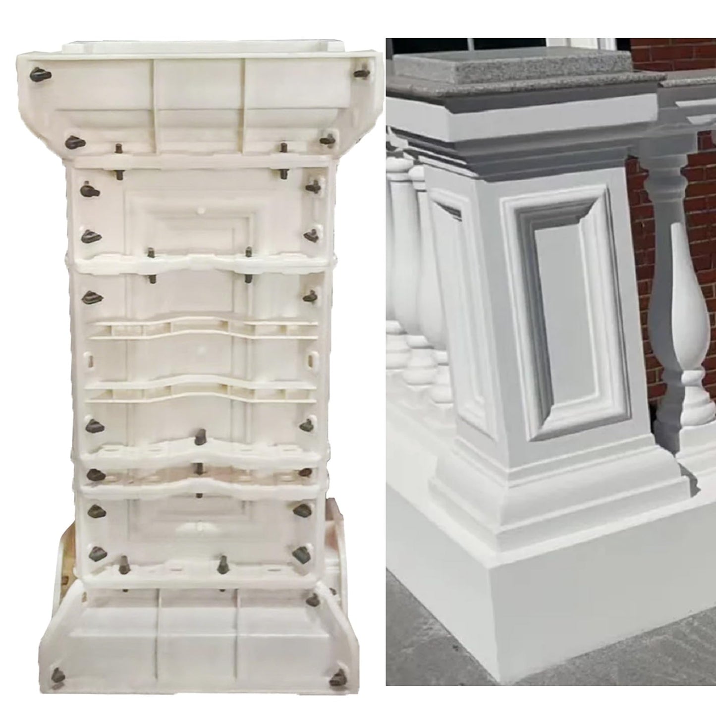 Cement Cast-in-Place Mold for Balcony Railing, Roman Column Spacing Railing Mold for Engineering or Garden (95CM)