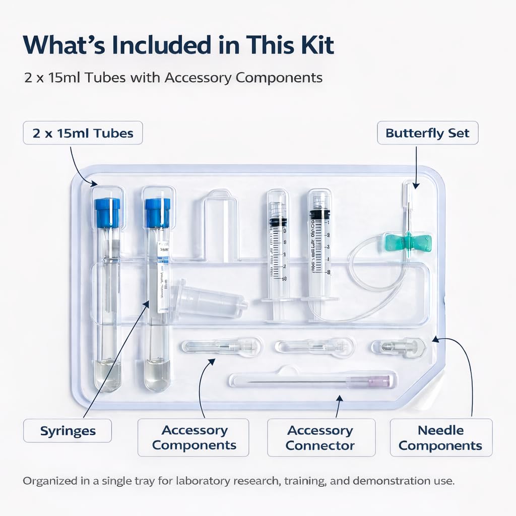 PRP Preparation Training Kit with 2 x 15mL Tubes, Organized Tray and Accessories for Lab Research, Training and Demonstration Use (1)