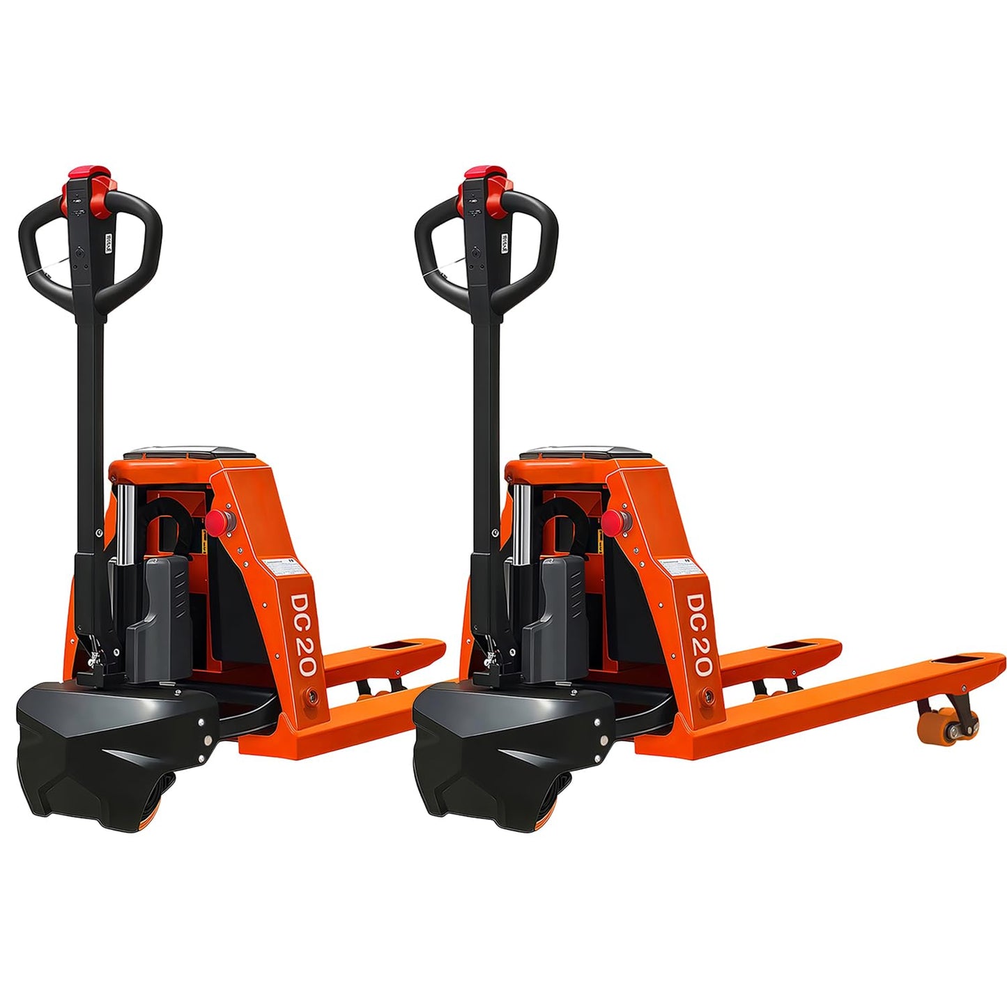 Full Electric Pallet Jack Trucks 2PCS, 4400lbs Capacity Motorized Pallet Lift Trucks, 48" x 27" Fork Size 48V 20Ah Powered Lithium Battery Truck, 3.35 to 7.68 Inch Lift Height for Material Handling
