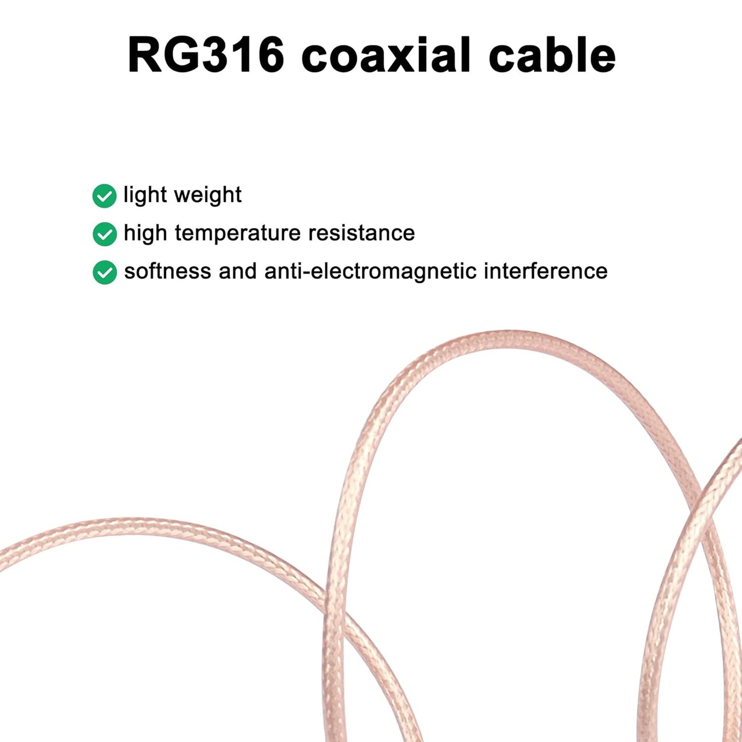 RG316 -0.8M/2.6FT 2PCS XMSJSIY BNC Pigtail Cable Bare Wire Coaxial Coax Antenna Open End Connector Adapter Extension