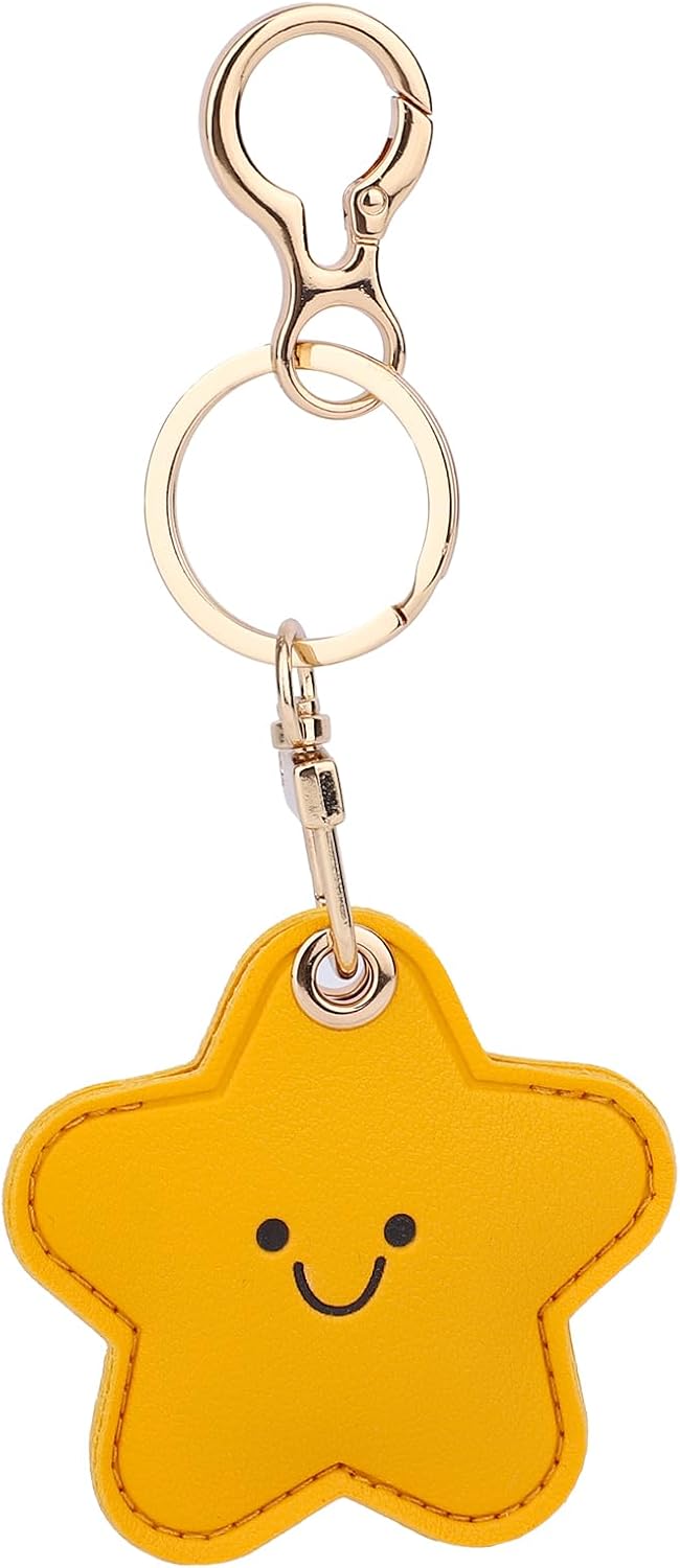 lasuroa Backpack Cute Star Leather Keychain Holder, Waterproof Anti-Scratch Hidden GPS Tracker Case Cover Key chain