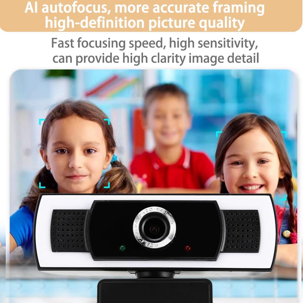 WEISHIXIN 1080P Webcam with Microphone, auto Zoom, Software Control & Privacy Cover, USB HD Computer Web Camera, Plug