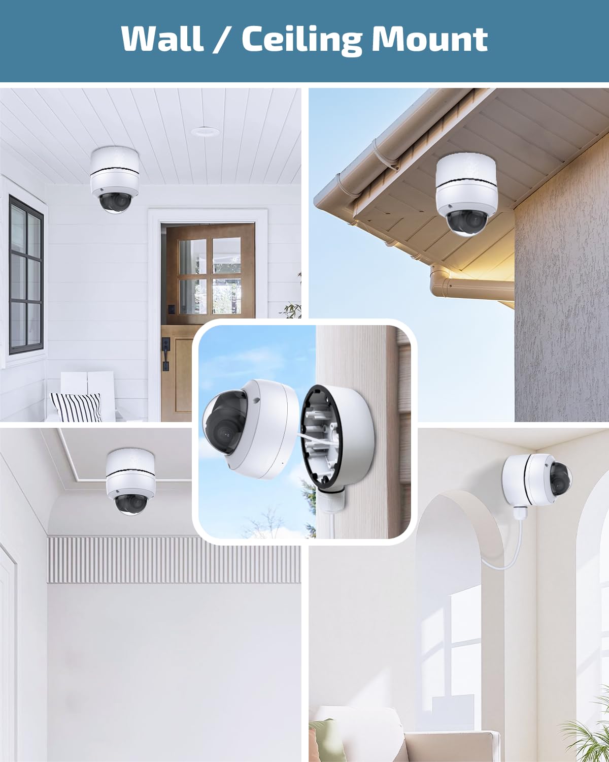 Metal Security Camera Junction Box for HIK Dome Cameras, IP66 Waterproof Aluminum Mount Bracket with Cable Concealment, OH-DS-1280ZJ-DM46 Camera Mount Box (8 Pack)
