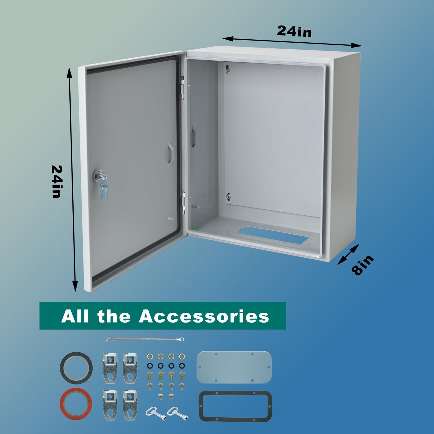Waterproof Electrical Enclosure 24 x 24 x 8'', Outdoor Electrical Box Weatherproof, Electrical Junction Box with Reinforced Lock