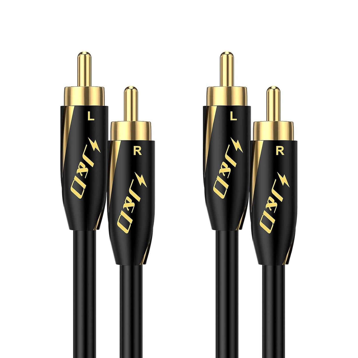 24 2RCA 6 Feet/1.8 J&D Audiophiles RCA Cable, AWG Male to Male Stereo Interconnect Audio Cord, Gold-Plated Subwoofer