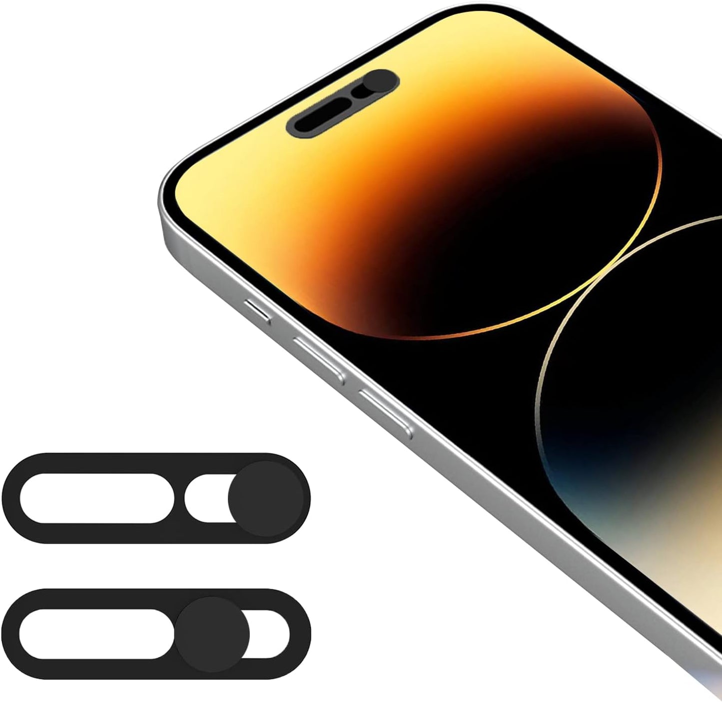 EYSOFT 14Pro/14 Adhesive-2 Pack-Black Front Camera Cover,Webcam Cover Compatible for iPhone Pro Max,Protect Privacy