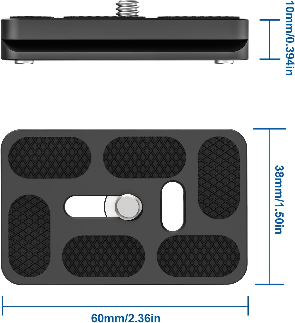 CAVIX PU-60 1/4-20 (37g) Aluminum Alloy Universal Arca-Swiss Quick Release Plate Includes Screw, Compact & Lightweight