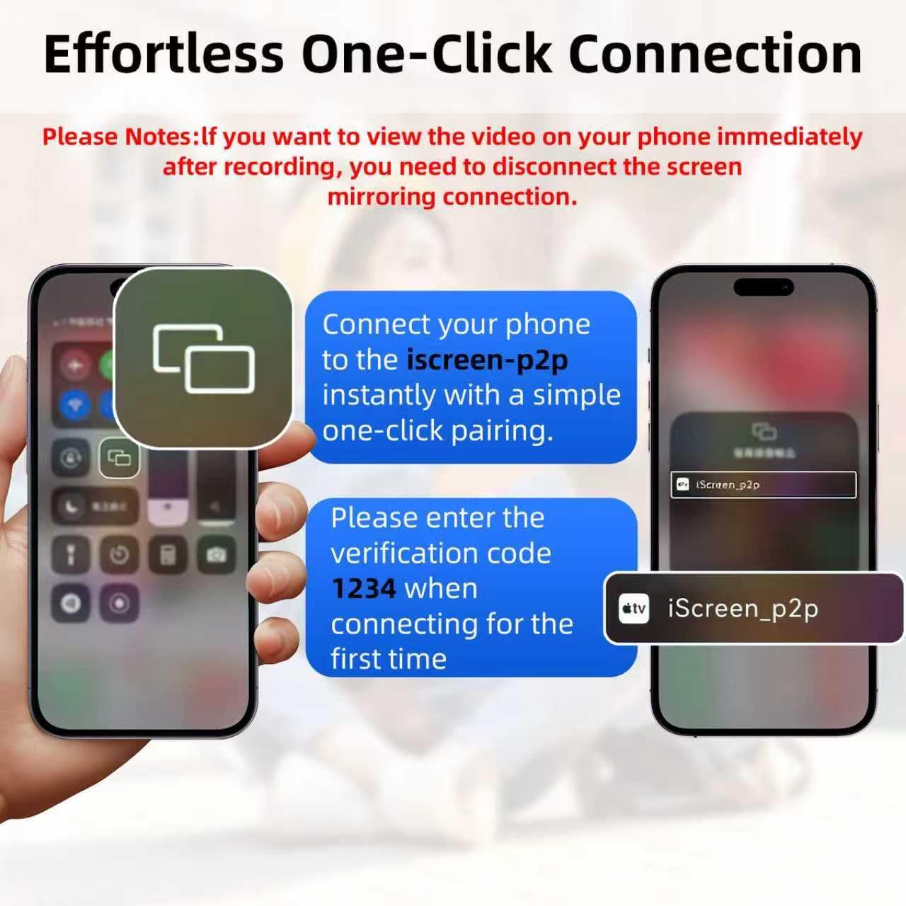 CONNOVA Control,1080P Phone Vlog Selfie Monitor Screen,Magnetic Mount Wireless Connection with Remote Wireless