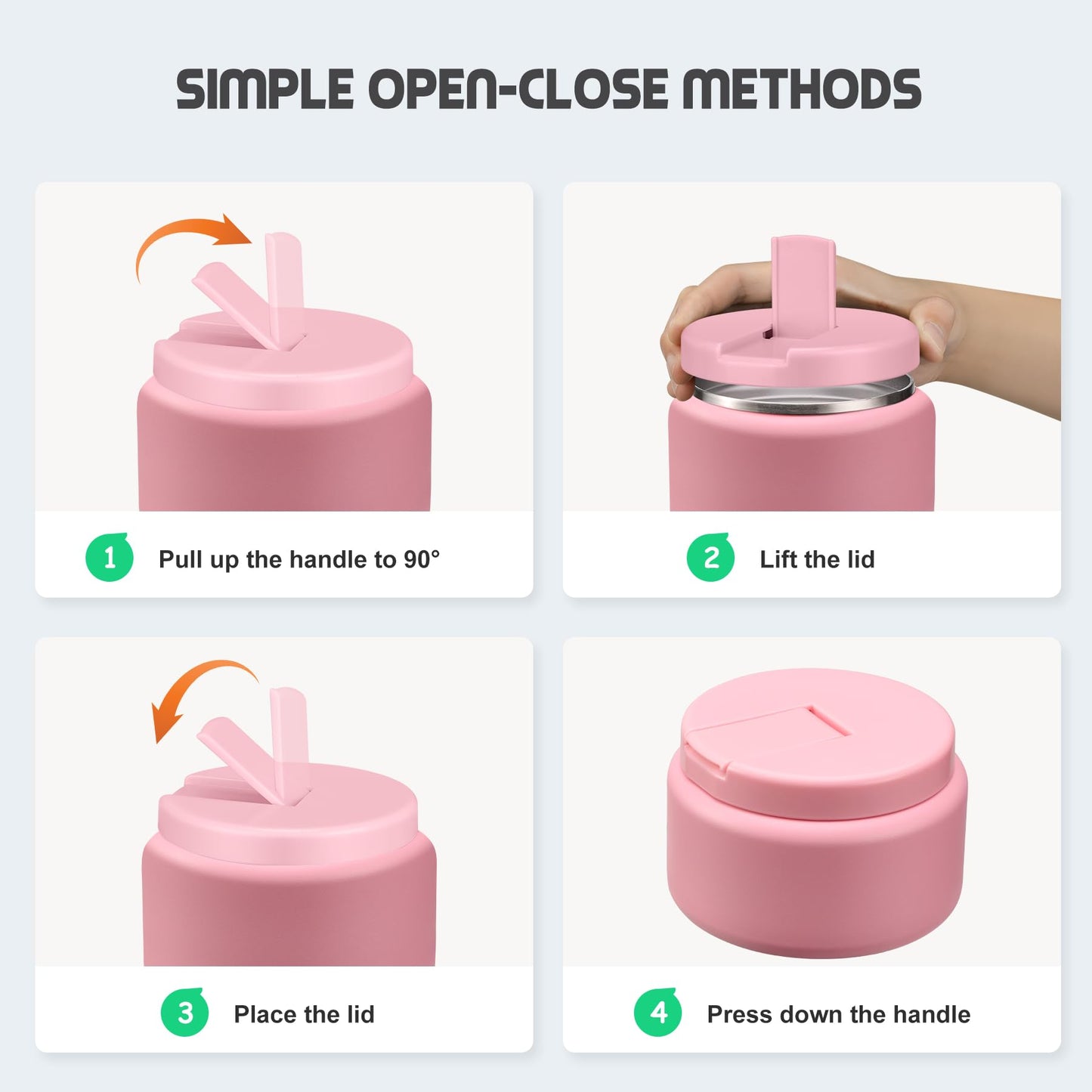 BOSEDSANG 13.5oz Soup Thermo for Hot Food Kids with Buckle Lid Insulated Vacuum Food Jar Wide Mouth Leakproof Stainless Steel Lunch Container- Pink
