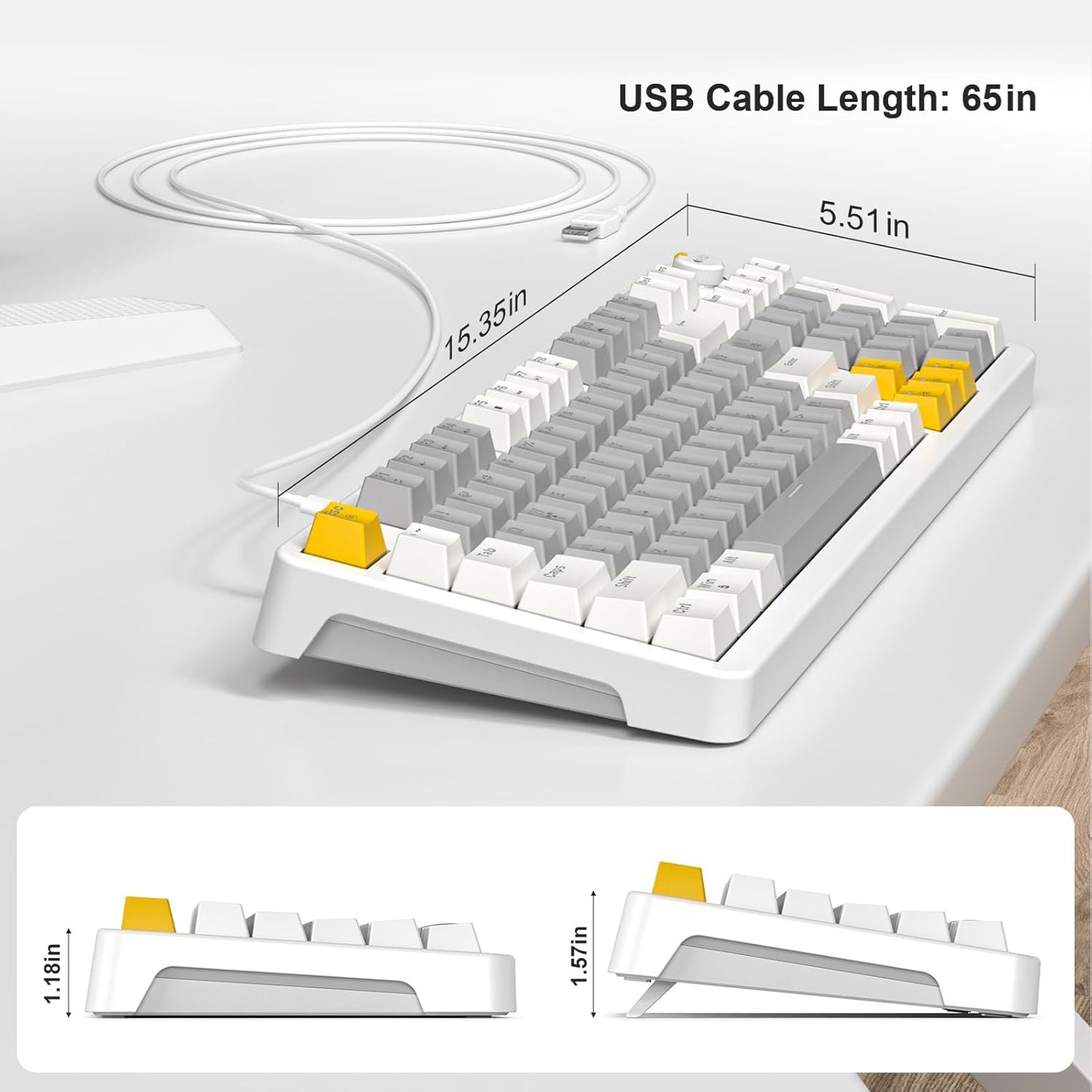 MOFII AK96 Programmable, Mechanical Gaming Keyboard, Full Keys LED Backlit Plug and Play USB A/C Wired Computer Custom