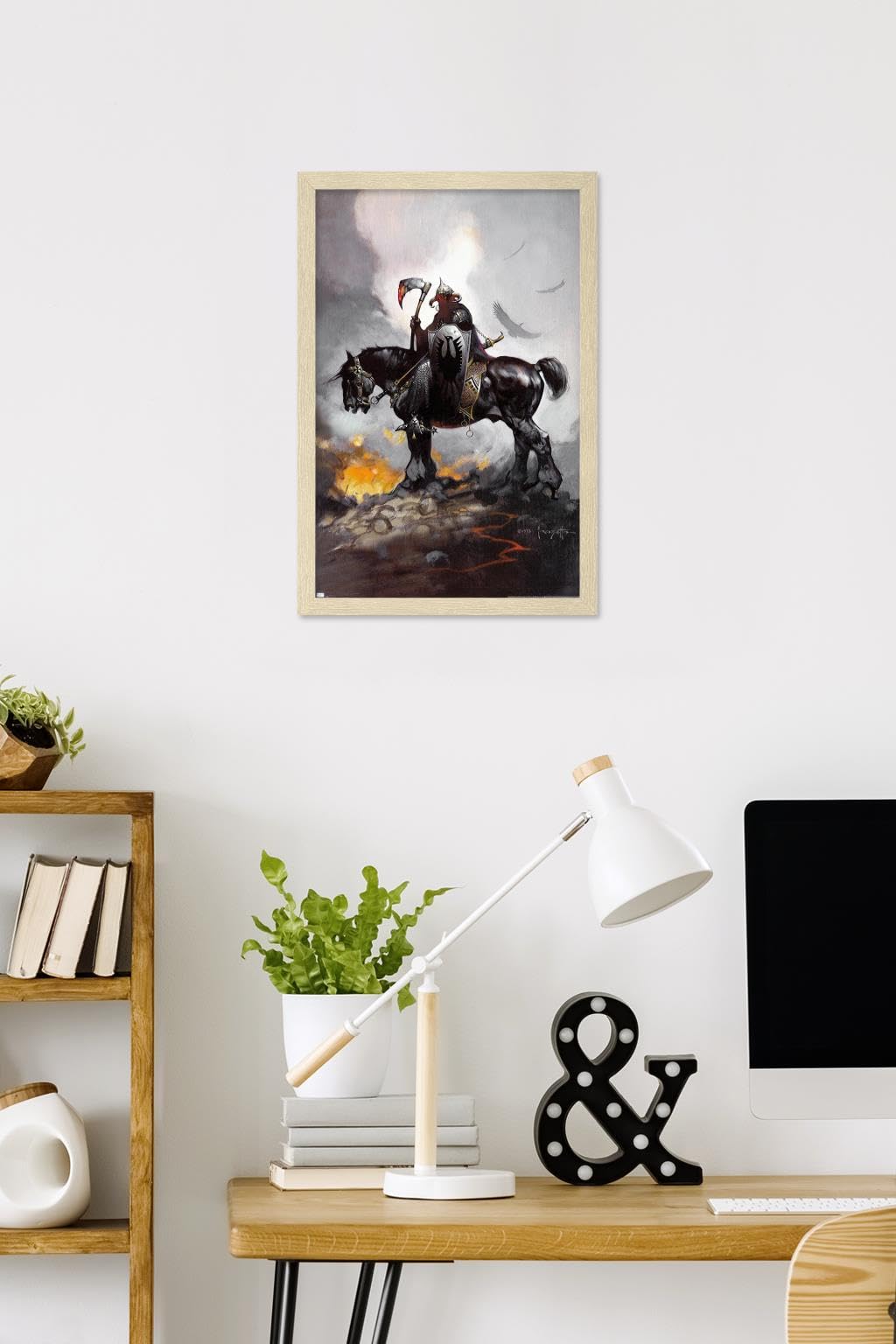 Frank Frazetta - Death Dealer 1 Wall Poster, 22.4L" x 14.7W", Blonde Framed Version
