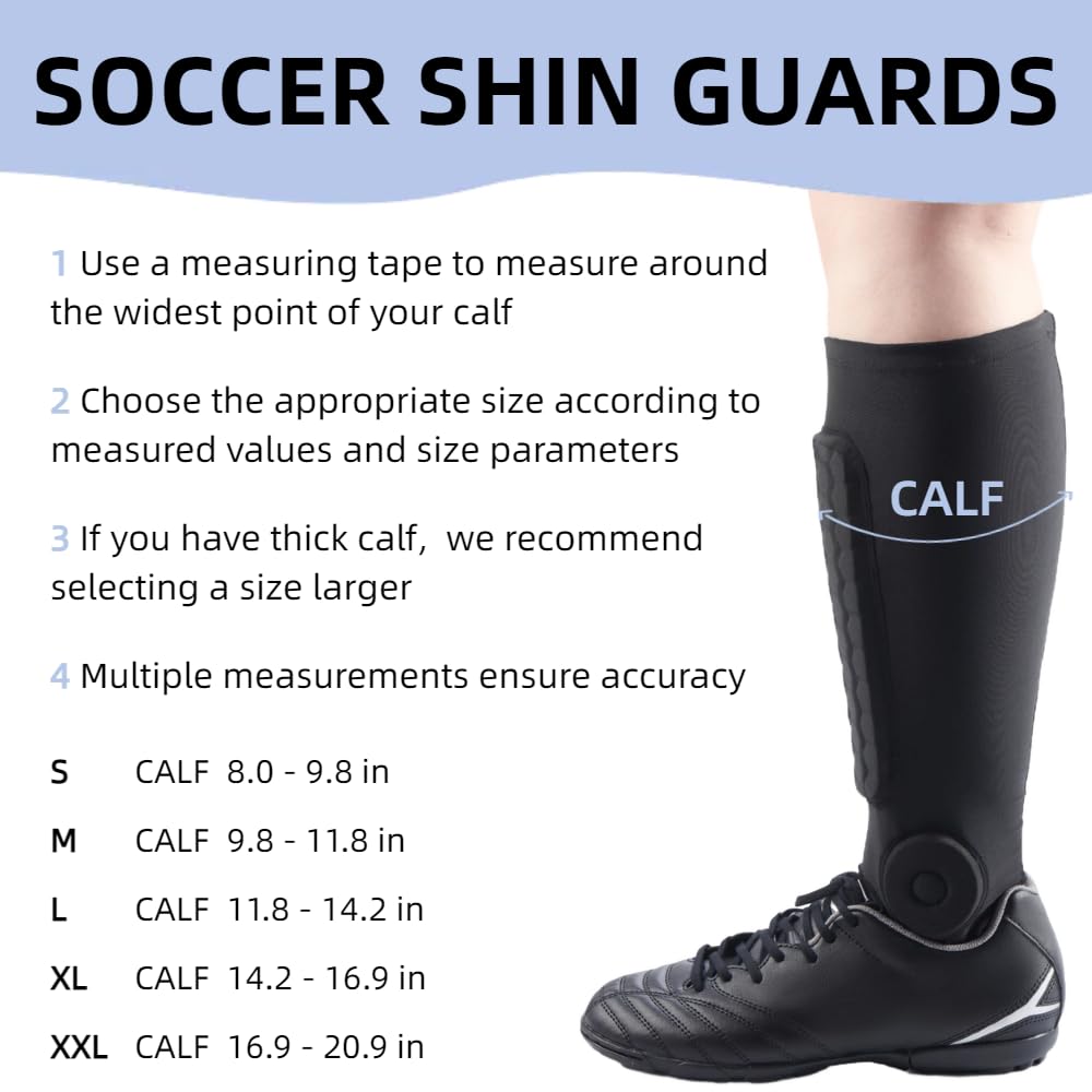 norespnea Soccer Shin Guards, Soccer Shin Guard Pads with Calf and Ankle Protection, SoccerProtective Equipment for Youth and Adult, SoccerAccessories for Boys and Girls– Black(M)