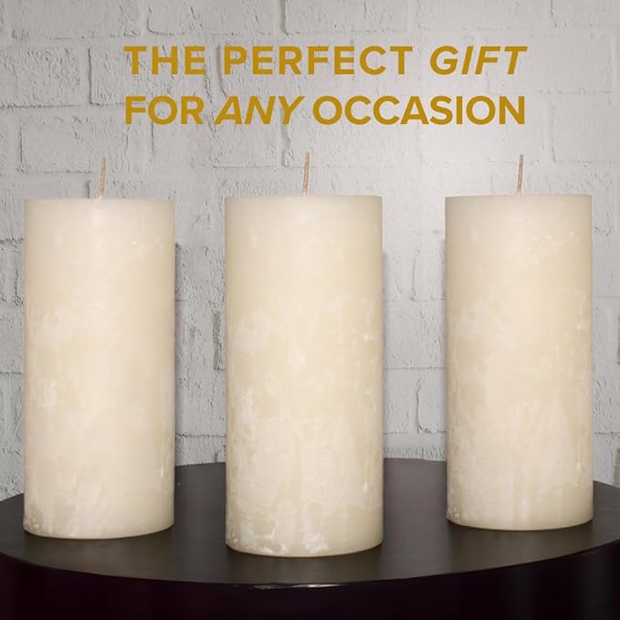 Simply Soson Citrus Scented Candle Set - 3x6 Ivory Pillar Candles for Home Aromatherapy Gift