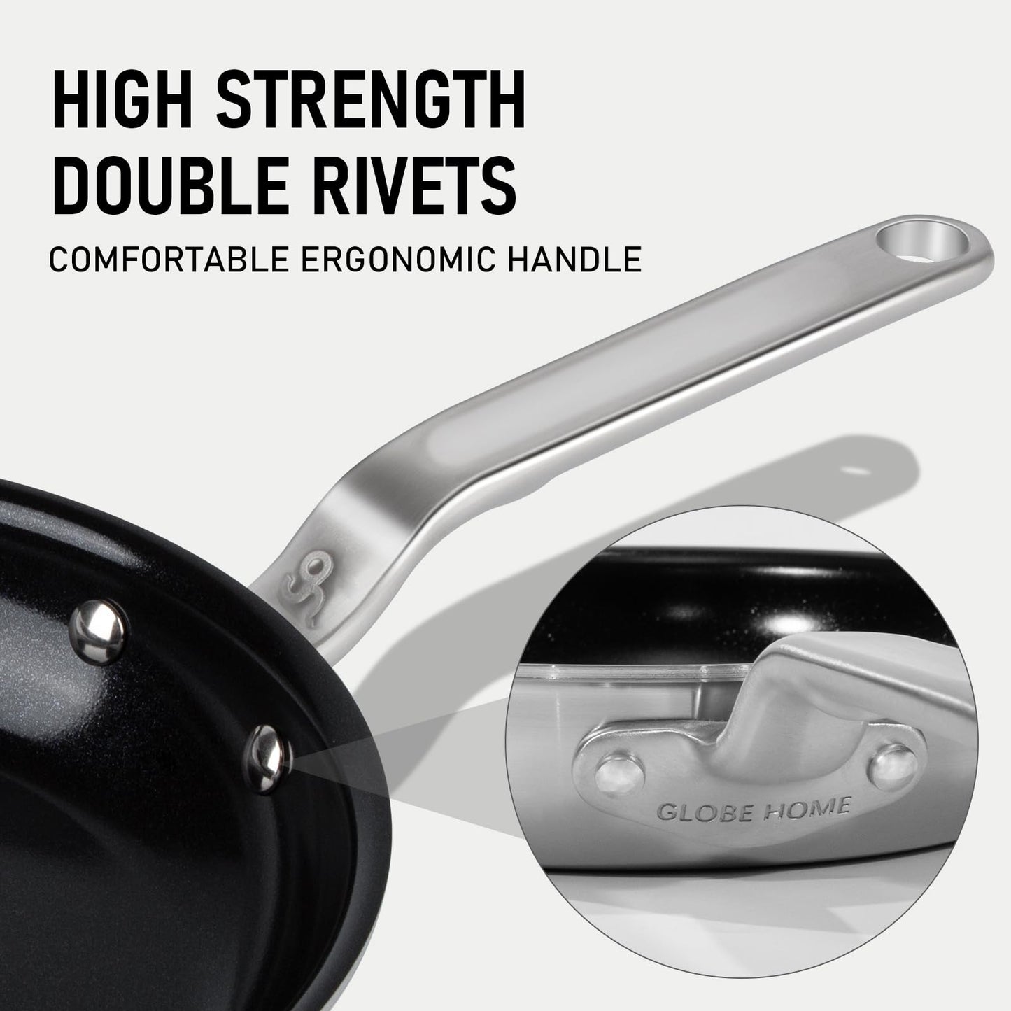 GLOBEHOME 5 Ply Ceramic Non Stick Frying Pans - 12 Inch Stainless Clad Nonstick Skillet, Non-Toxic PTFE PFOA & PFAS Free, Induction Ready Oven Safe up to 650°F, Professional Even Heating Cookware