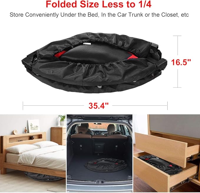 FirstE Mini Fitness Trampoline for Adults, Foldable Exercise Trampoline with Adjustable Foam Handle, Rebounder Trampoline for Bounce Workout Indoor/Garden