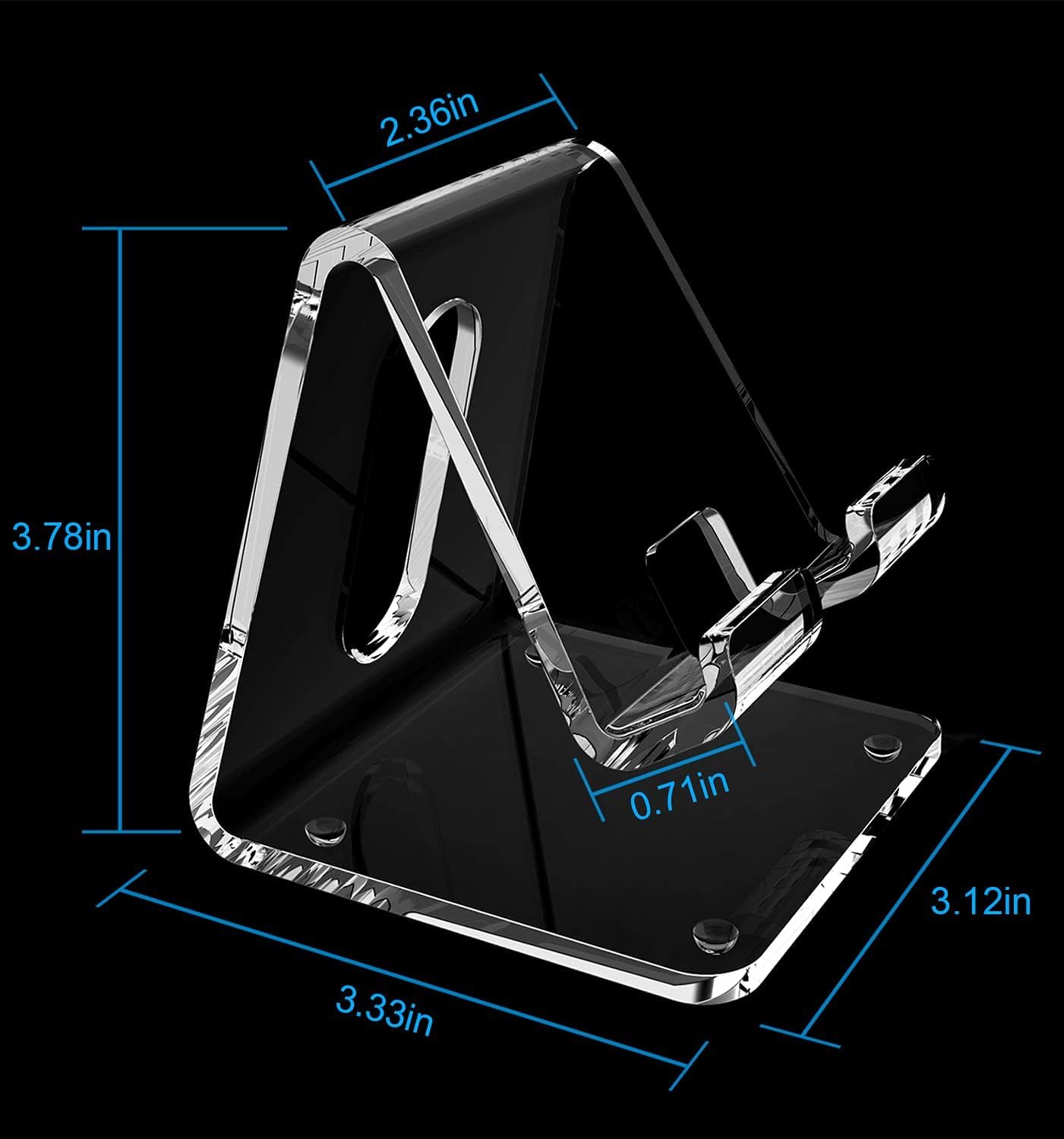 Crpich Phone16 15 14 13 12 11 2 Pack Acrylic Cell Phone Stand, Portable Phone Holder, Clear Phone Stand for Desk