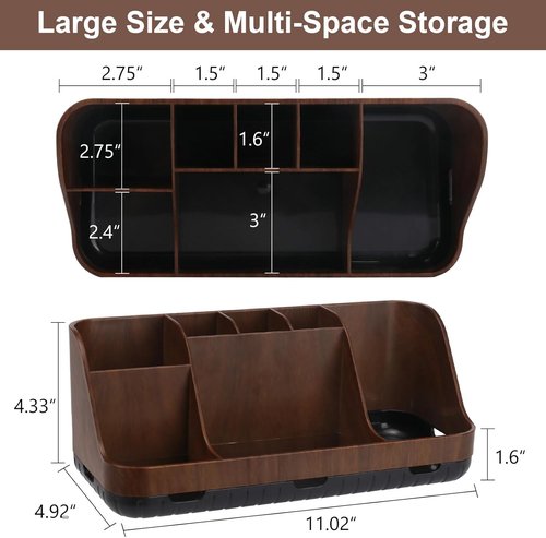 GFWARE Wooden Toothbrush Holder - 7 Slot Bathroom Organizer for Kids | Brown Countertop Caddy