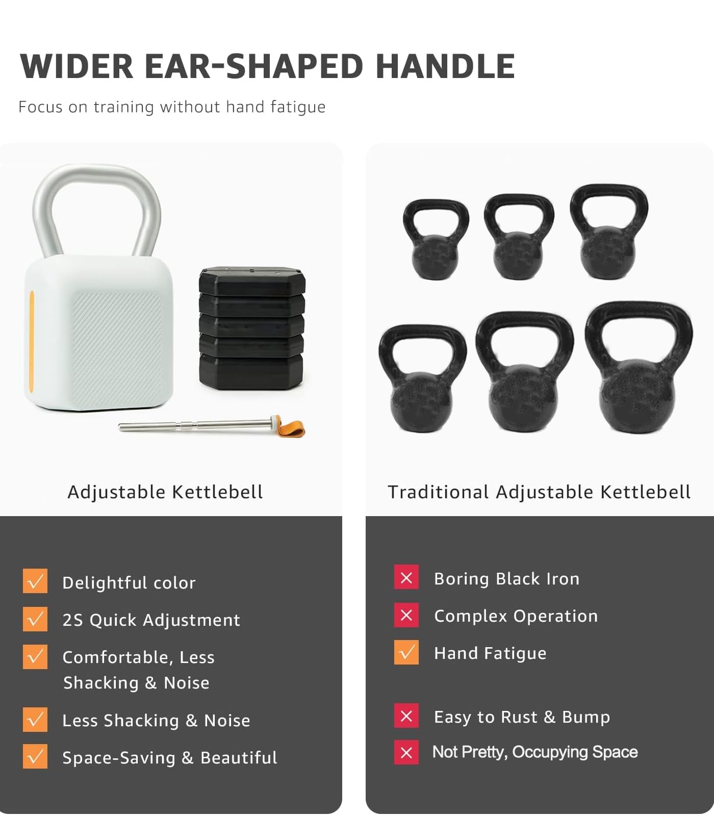 Adjustable Kettlebell Set，6-in-1 Quick Weight Change 8.5-40lb, Kettle Grip，Space-Saving Design for Home Gym Combo, Suitable for Strength Training