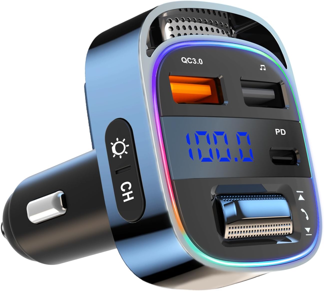 LIHAN 5.4 54W Bluetooth Car Adapter for Older Cars, PD Fast Charging FM Transmitter, Handsfree Call, Crystal Clear GPS