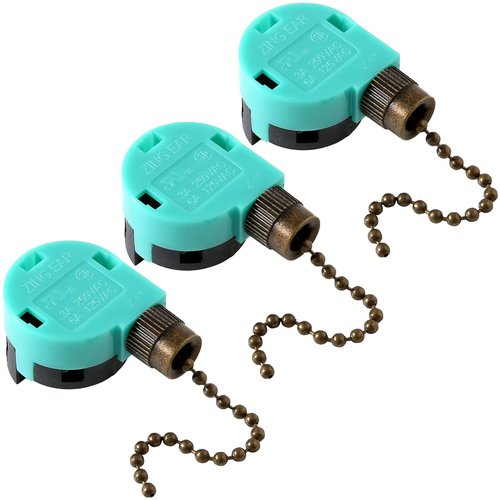 Akahttbn Ceiling Fan Switch Zing Ear ZE-268S6 3 Speed 4 Wire for Ceiling Fans and Wall Lights Pull Chain Switch Replacement,with Bronze Pull Chain