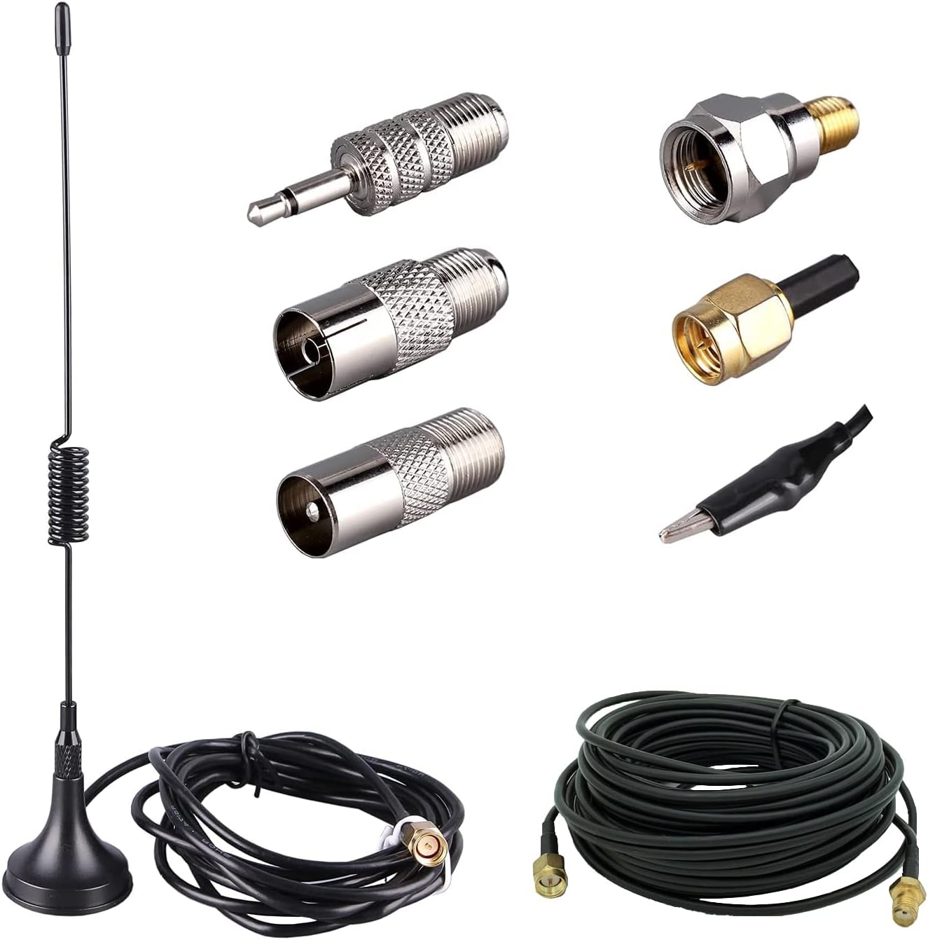 LACUCINO 75 1.5m 16.4Ft 6pcs ohm FM Antenna, Outdoor Antenna WiFi Stereo TV Indoor, SMA-Male Connector Magnetic