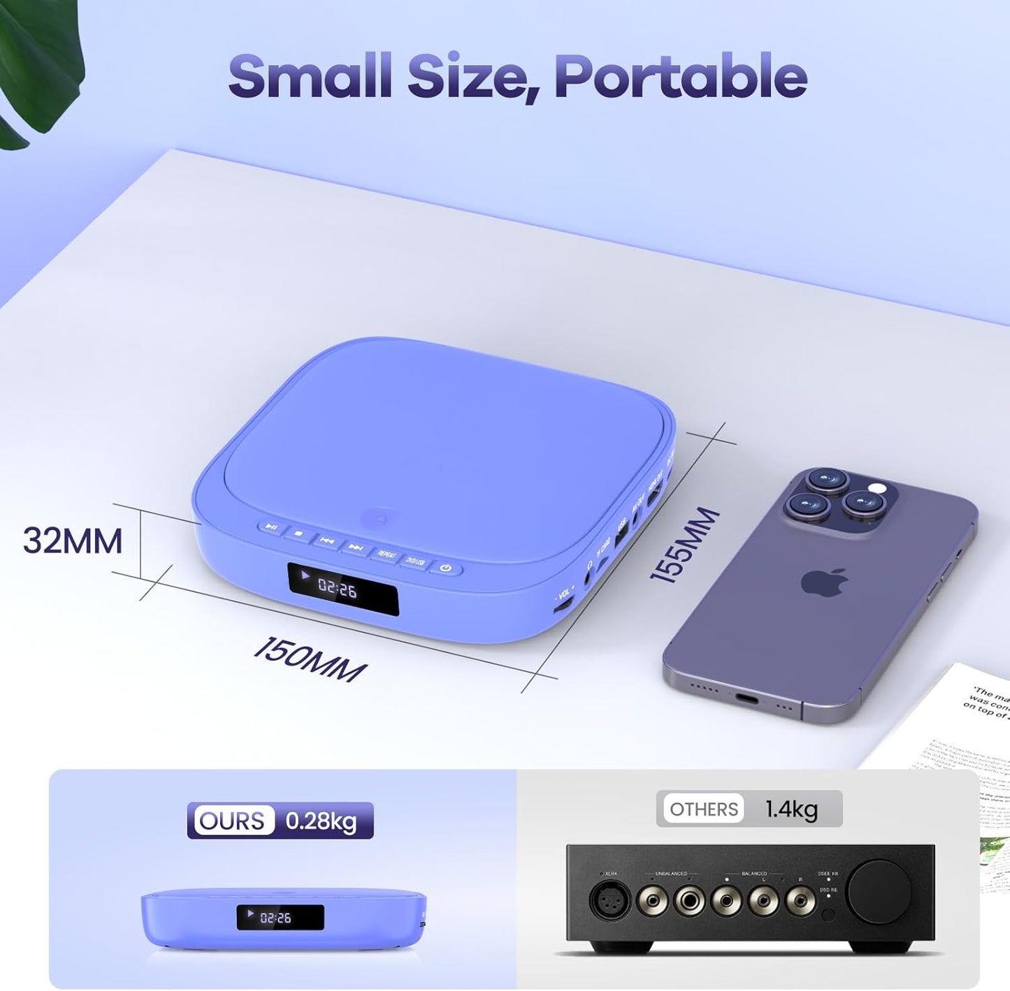 Desobry 1080P DVD Players for TV Mini DVD Player HDMI RCA Output HD All Region Free DVD CD Player with Remote Control