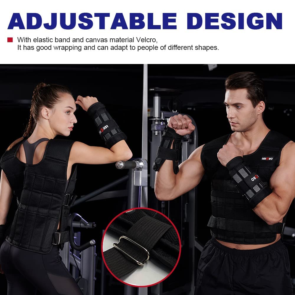 Weighted Vest Set 44LB for Men & Women, Adjustable Workout Weight Vest with Steel Plates, Weighted Training Vest with Wrist Weights and Ankle Weights for Strength Training, HIIT, Rucking & Cardio