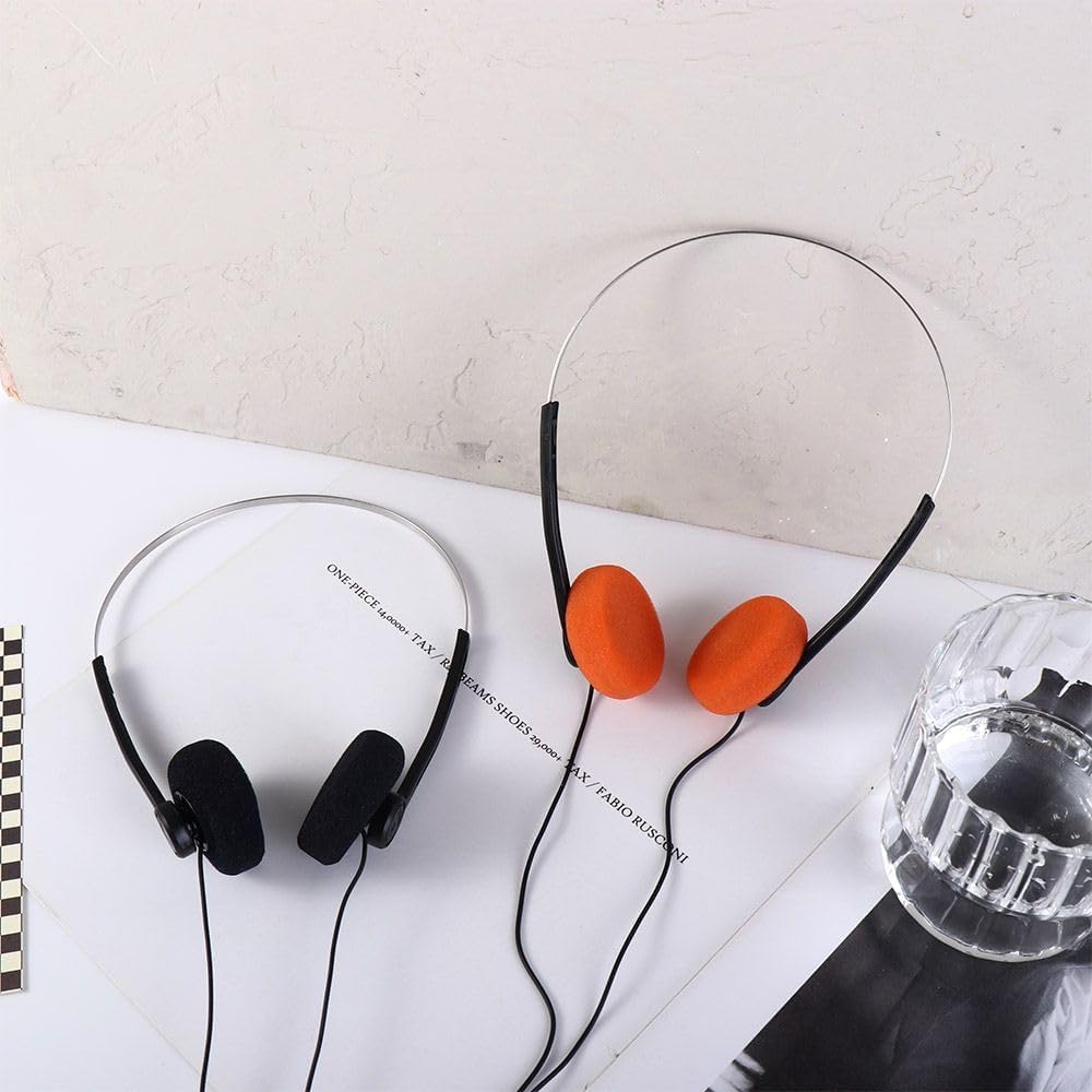 JJLFresheners Orange Retro On Ear Headphones, Wired Stereo Headphones, Lightweight Portable with Adjustable