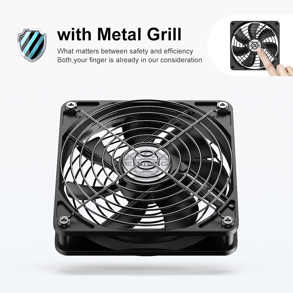 ELUTENG 120mm 3 5V 1500PRM Fan With Speed USB Powered Case Fan Gaming PC Portable Cooling Suitable for Tablet TV