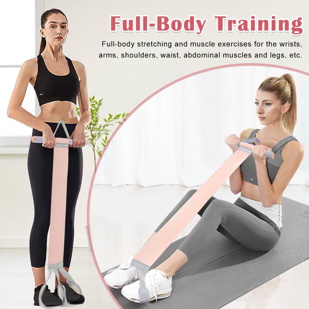 Full Body Resistance Band Set with Handles Yoga Pedal Resistance Band Anti-Broken Elastic Sit Up Pull Rope for Strength Training Stretch Bands Workout Equipment (Color:Pink)