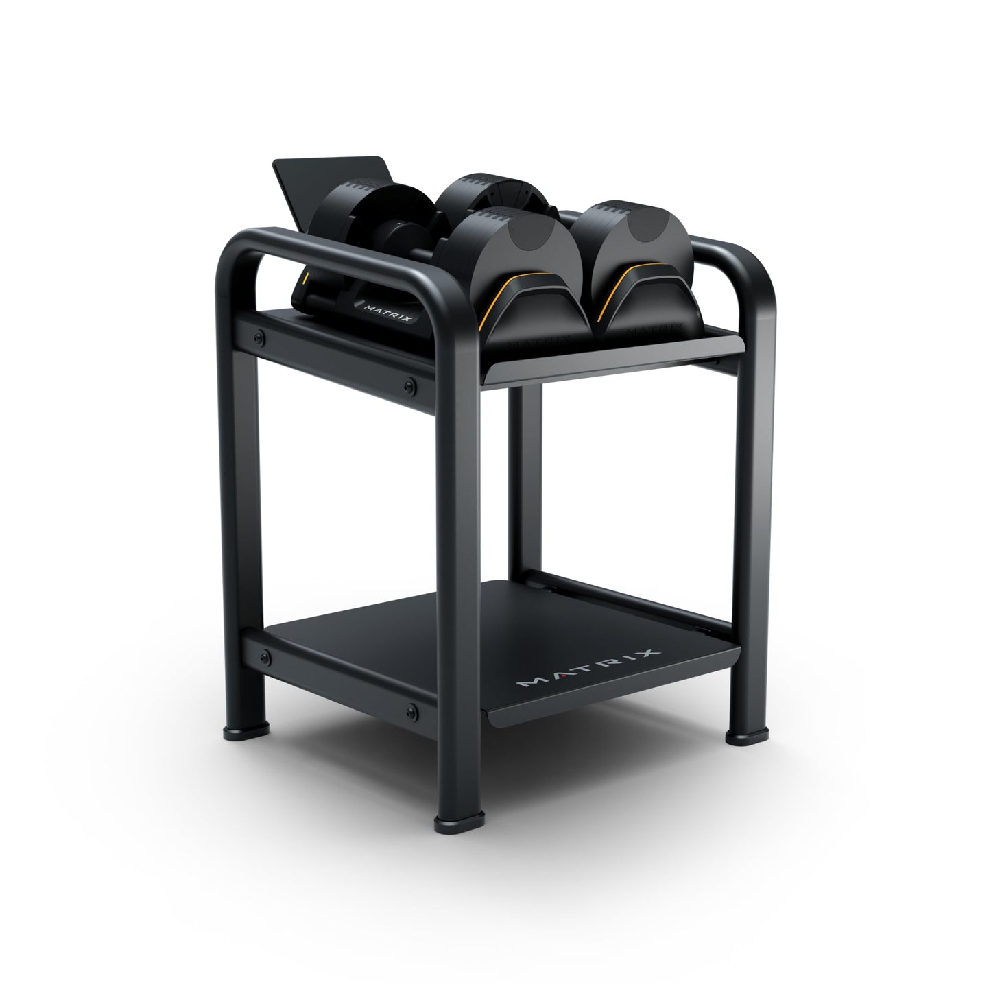 Matrix Fitness Dumbbell Storage Rack | Organized Gym Equipment with Easy Dumbbell Access and Accessory Storage | Integrated Device Holder for Added Functionality