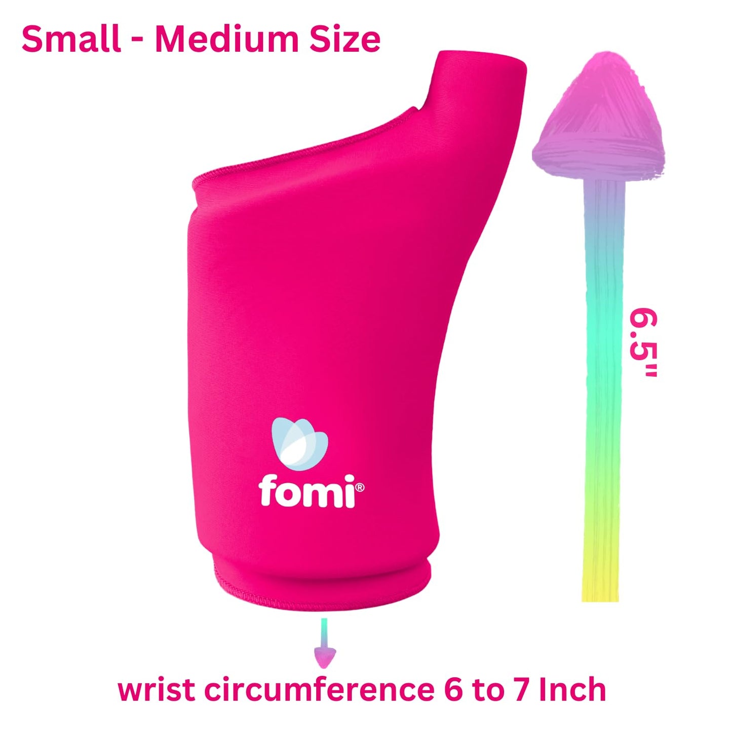 FOMI Wrist Solid Gel Ice Pack | Hot Cold Hand and Thumb Compression Sleeve Wrap for Carpel Tunnel, Arthritis, Tendonitis, Bruises, Swelling, Sports Injuries Pain Relief (Pink - Small/Medium)