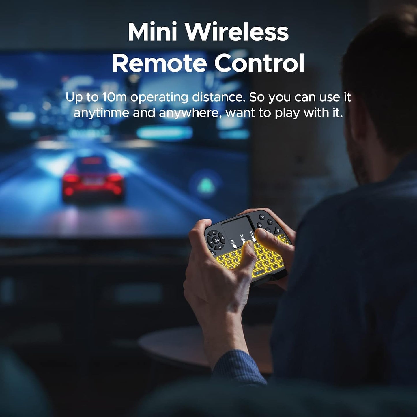 Miritz A3 -2.4GHz 7-Clolor TV/PS4/MacOS/Tablet Mini Keyboard with Touchpad & Bluetooth Dual-Mode, Backlit