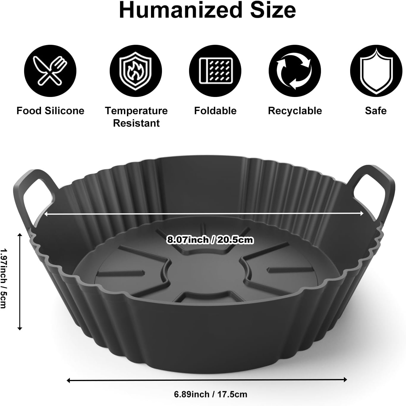 Ninja Silicone Air Fryer Liners - Reusable Food Grade 3-Pack for 4-5.3QT Models | Compatible with COSORI & Tefal