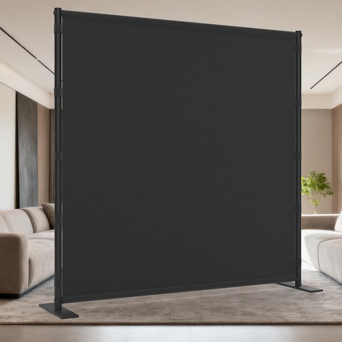 AKTOP Room Divider, Freestanding Single Panel Privacy Screen, Portable Temporary Wall Dividers for Room Separation, Large Room Partitions and Separators with Carrying Bag, 71''W x 76''H, Black