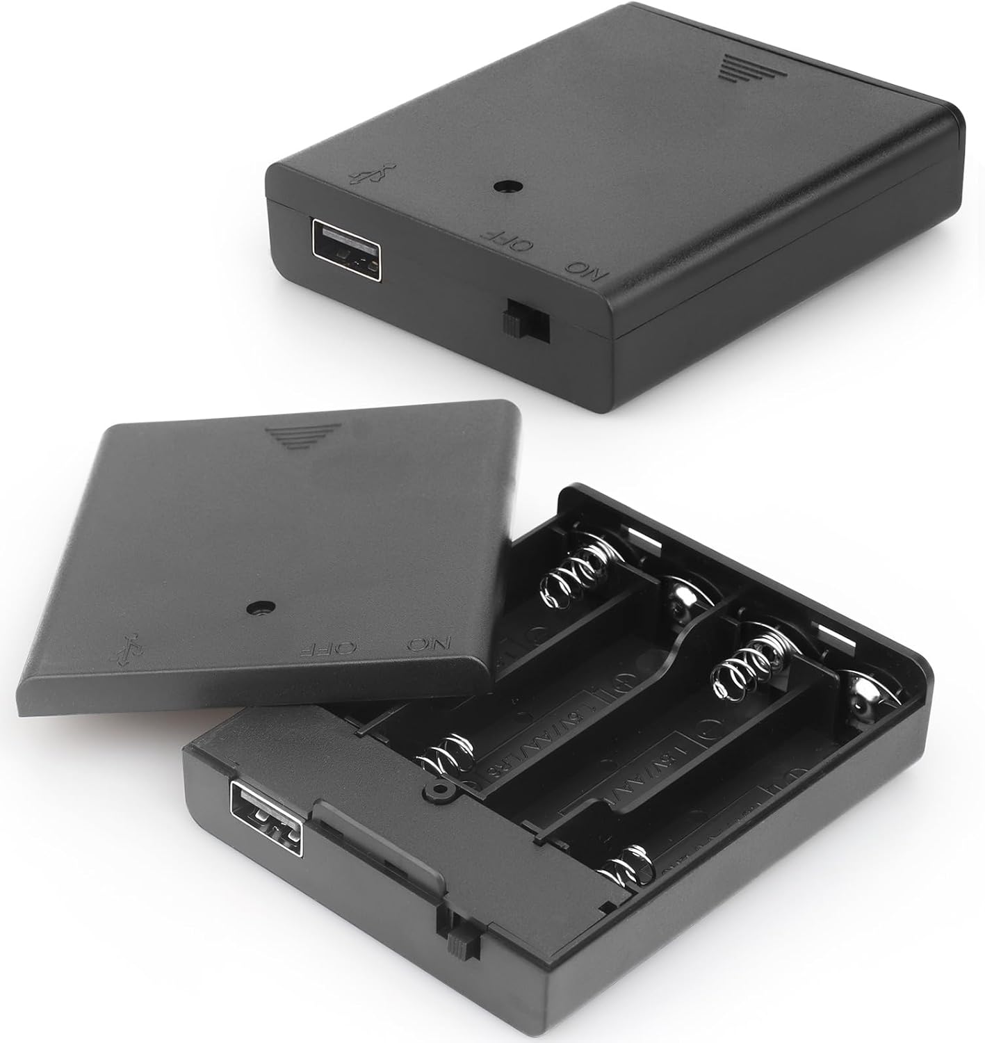 VWEICYY 2 4 2PCS 4 1.5V PCS AA Battery Holder with USB Port, x AA Battery Holder Case