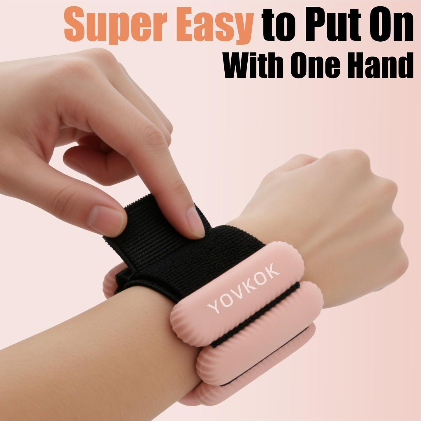 Wrist Weights, Silicone Adjustable Ankle Weights for Women Men - Strengthen Arms and Legs Ideal for for Home Gym Workout, Running, Yoga, Pilates, Barre, Exercise, Strength Training (Flesh Pink, 2 lbs Pair (1lb Each))