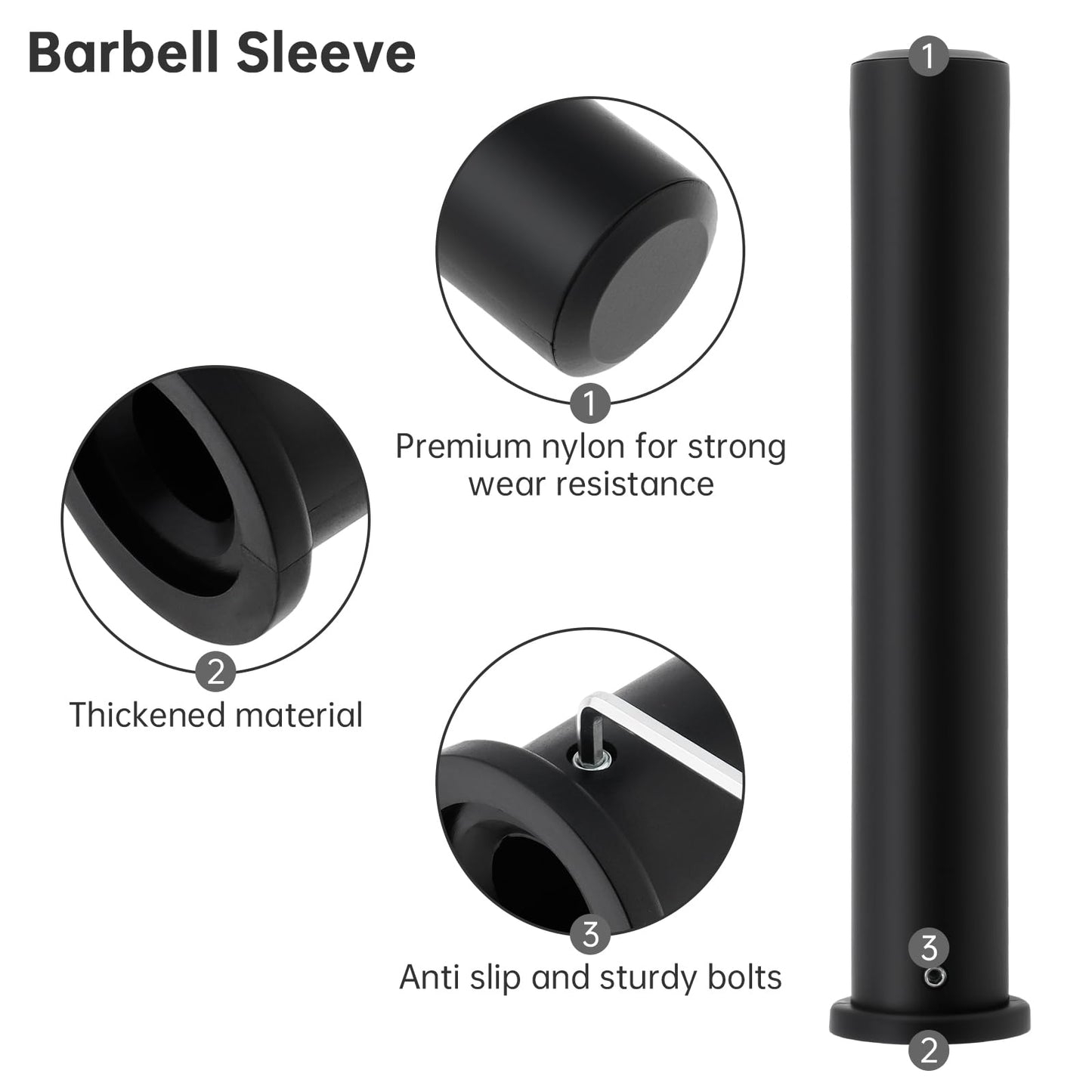 Tobefore 11-inch Olympic Adapter Sleeves - Heavy-Duty Nylon Converters for 1-inch to 2-inch Standard Barbells and Dumbbells, 600-pound Capacity, Includes 2 Sleeves with 2 Wrenches