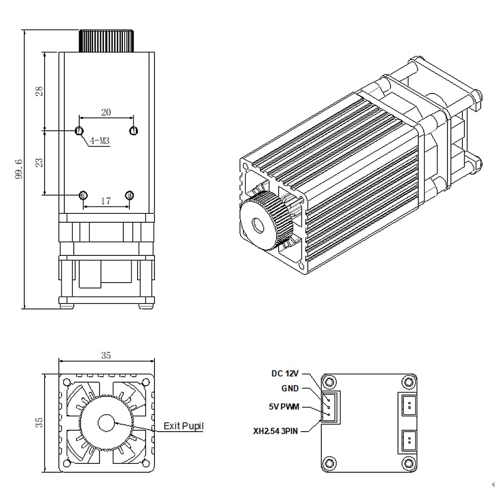 LASER TREE 4000mW Laser Engraver Module, 450nm Adjustable Focal Laser Head for Wood, Paper, Leather Cutting & Engraving, Class 4, DIY Laser Cutter, 4W