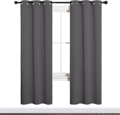 NICETOWN Grey Blackout Curtain Panels - Thermal Insulated Grommet Top Drapes | 2 Panels, W34 x L72-inch