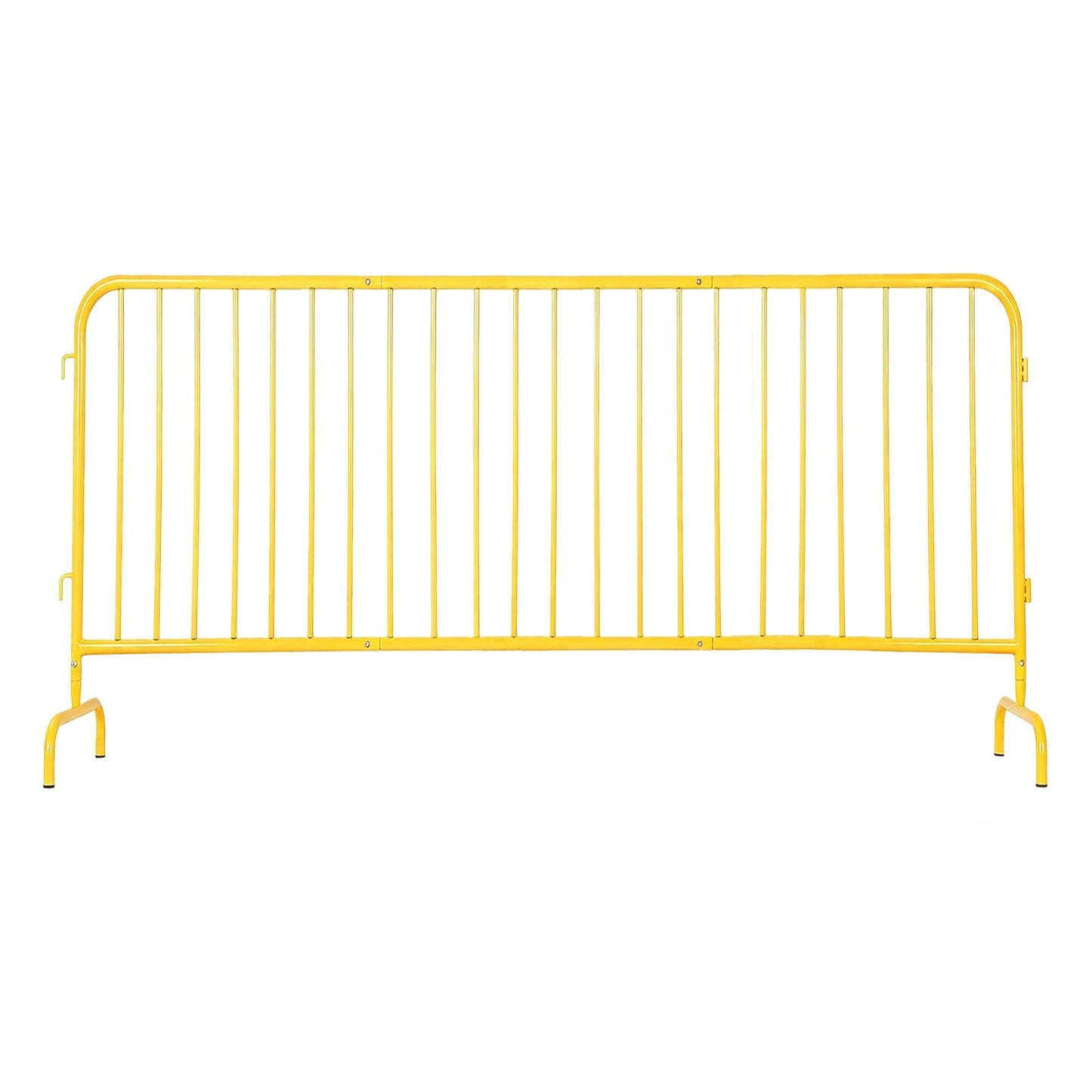 Garvee Interlocking Steel Barricade, 8.5 Ft. Heavy Duty Galvanized Metal Barricade, Interlocking Steel Road Barriers with with Bridge Feet Base, for Crowd Control Event Fencing Indoor/Outdoor, Yellow