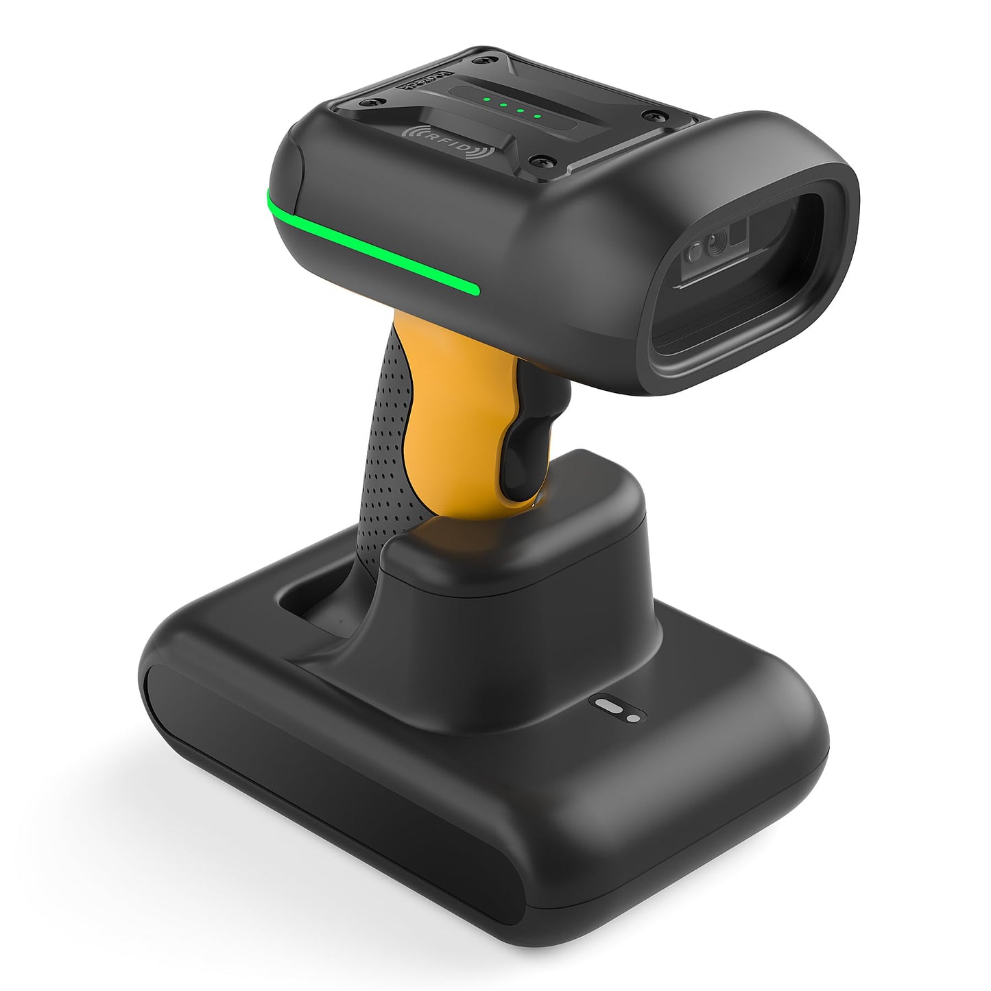 Inateck Industrial RFID Barcode Scanner Wireless, IP67 2D Bar Code Reader with Charging Cradle, Bluetooth/2.4G/USB Connection, 2600mAh Battery, APP SDK Support for Warehouse Inventory Management
