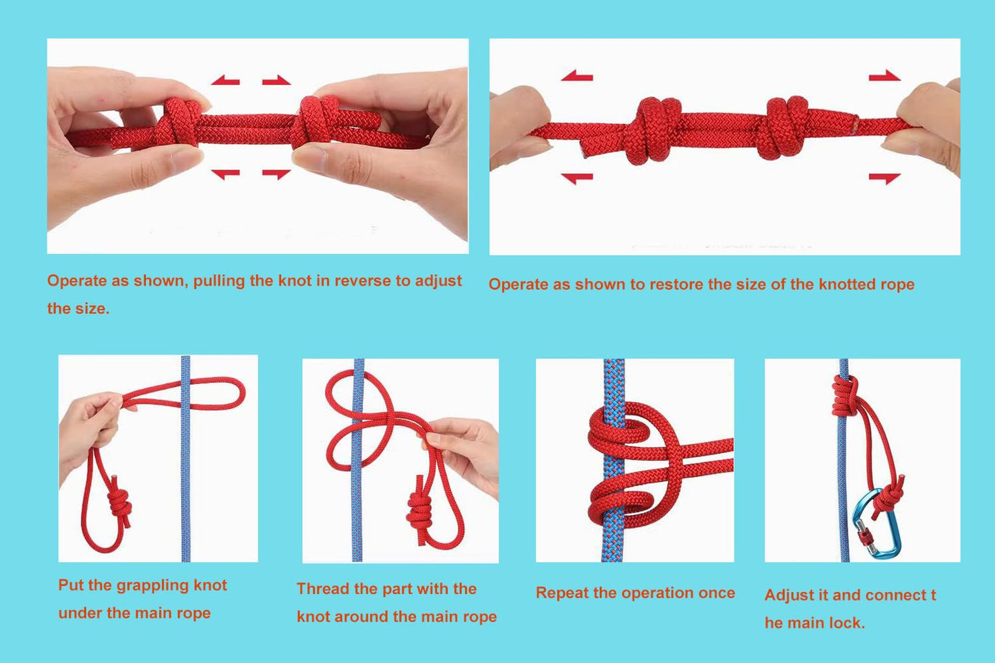 NorthPada 3/8 in x 16 ft Practice Rope for Rock Climbing, Knot Tying, Swing, Tree Cutting, Rappelling, Reflective Orange